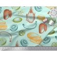 thumbnail image 3 of Soimoi Green Georgette Viscose Fabric Mix Fruits Print Fabric by the Yard 42 Inch Wide, 3 of 3