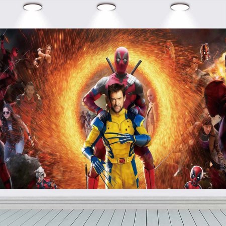 Background Deadpool and Wolverine Wall Decor Taspestry Poster Banner Backdrop Party Supplies