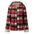 thumbnail image 4 of Light Jackets for Women Lined Plaid Shacket Fashion Long Sleeve Zipper Flannel Hooded Lightweight Jacket, 4 of 6