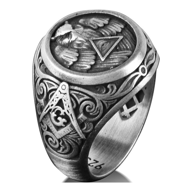 Vintage Masonic Poison Ring Silver 925