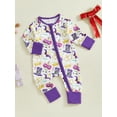thumbnail image 4 of YASUTNKS Baby Carnival Romper Hat Crown Print Long Sleeve Round Neck Zip Up Jumpsuit for Boys and Girls, 4 of 9