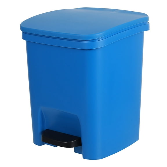 Hemobllo Blue Plastic Foot Pedal Trash Can with Lid for Home Kitchen and Office Use