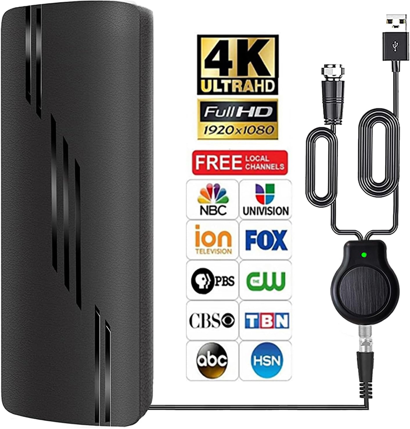 850+ Miles Range TV Antenna, Digital Antenna for Smart TV,  TV Antenna Indoor for Free Channels, Hapyland Antenna Amplified for TV and Signal Booster, Support 4K 1080p - 38ft Coax Cable