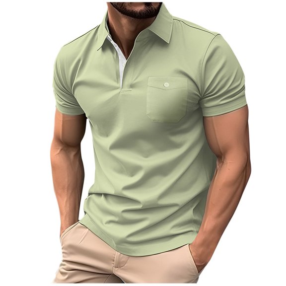 Enridrech Men's Collared Shirts Casual Stylish Short Sleeve Tops for Men Comfortable Stretch Color Block Shirt