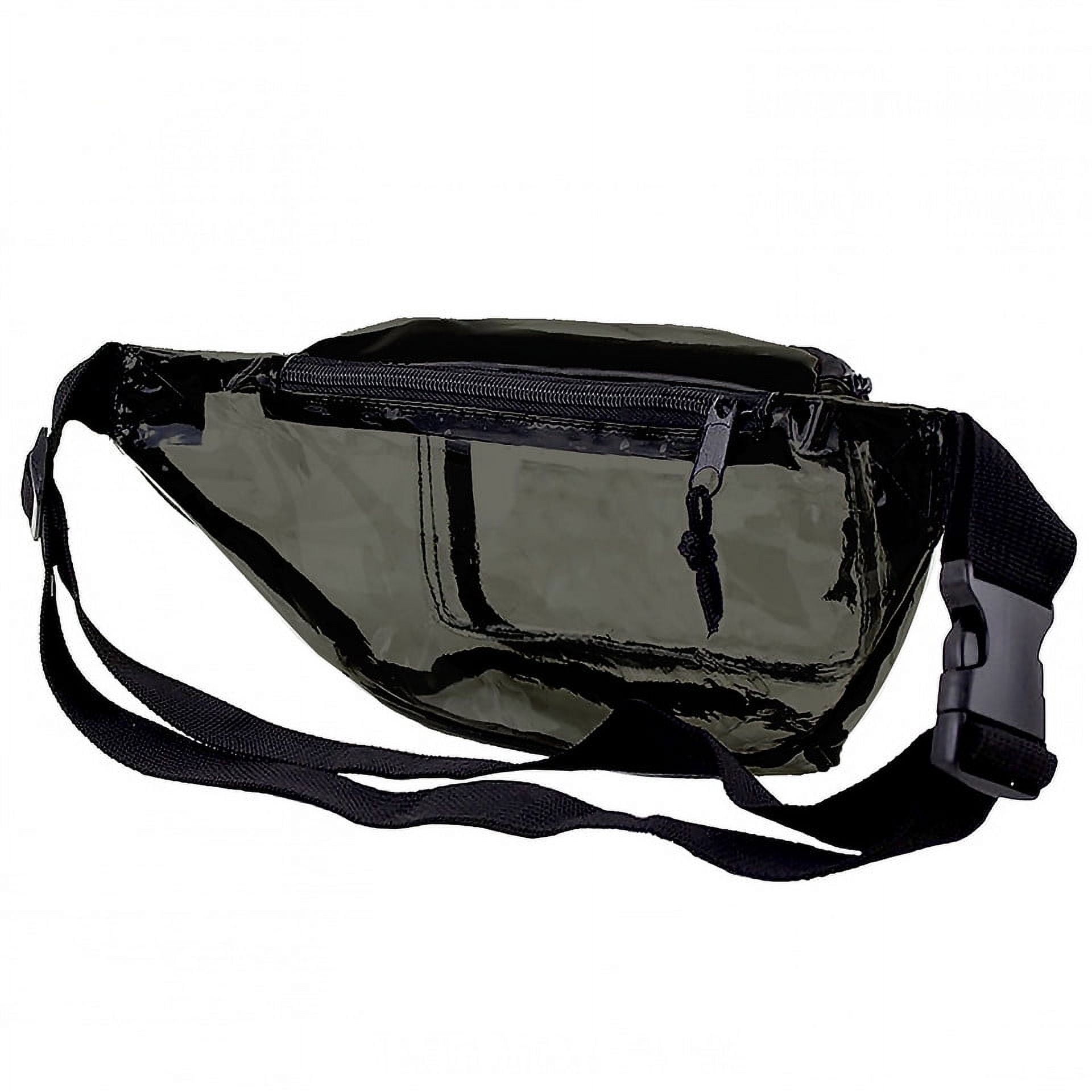 2 Pack Clear Black Anti-Theft 3-Zipper PVC Fanny Pack with Black Trim for Music Festivals & Raves