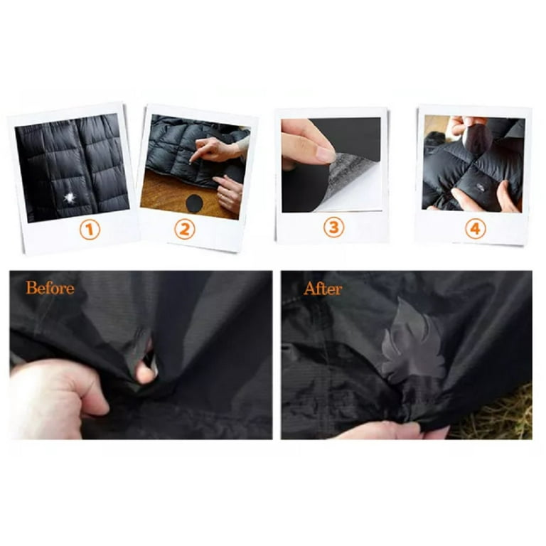 OIIKI 48pcs Down Jacket Repair Patch Kit, Nylon Fabric Repair Patch for Puffer Jackets, Self Adhesive Waterproof Stick on Patches Tape for Jackets
