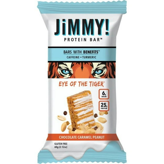 JiMMY! Caramel Chocolate Nut (Eye of the Tiger) Protein Bars, 12 Count