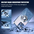 thumbnail image 4 of Funda magnética MagSafe para iPhone 13, protección total, delgada, a prueba de golpes, antiarañazos, con purpurina y protector de lente de cámara, vista del logotipo y a prueba de polvo, 4 of 8