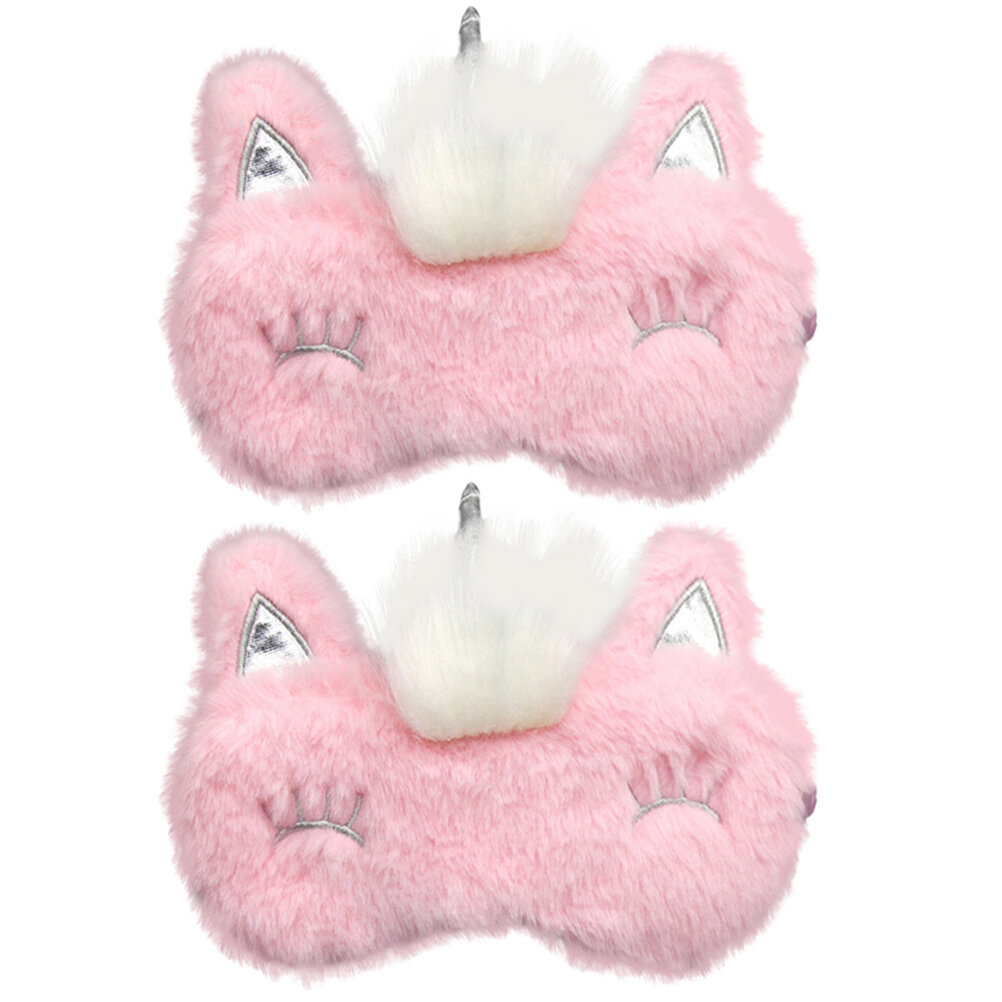 2Pcs Plush Eye Masks Sleeping Eye Covers Furry Sleep Masks Kids Eye