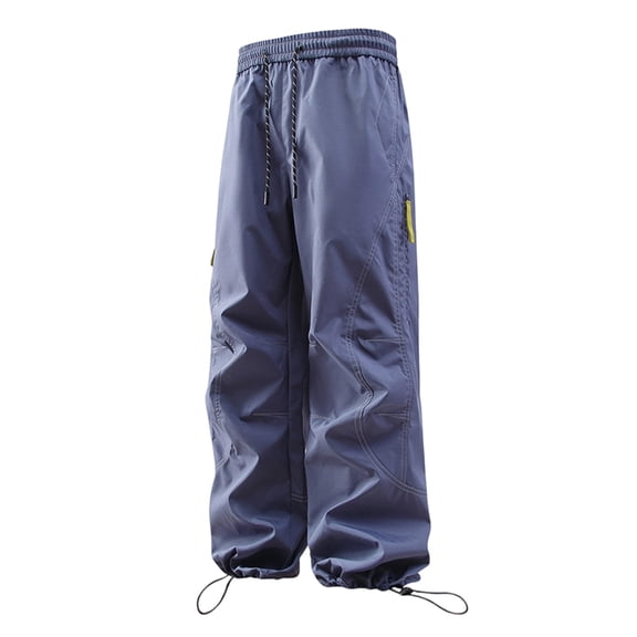 JUUYY Mens Baggy Pants Windproof Waterproof Hiking Cargo Pants Drawstring Elastic Waist Casual Sweatpants with Pockets Streetwear Blue S