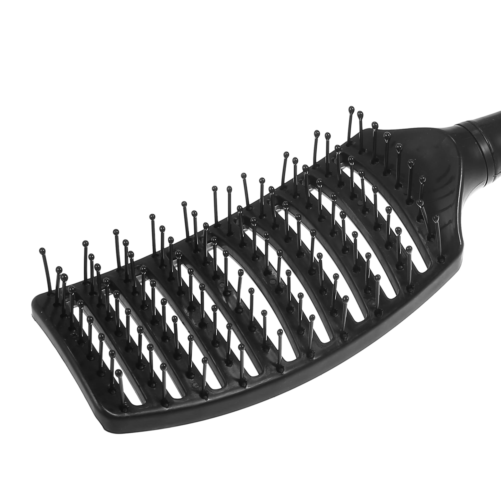 Unique Bargains 1Pc Wide Curved Vented Hair Brush for Tangles and Knots Black