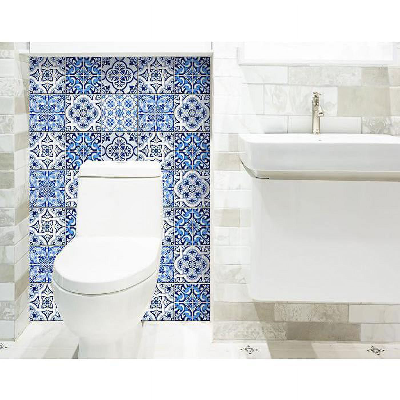 HomeRoots 400325 4 x 4 in. Azul Multi Blue Mosaic Peel & Stick Tiles
