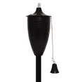 thumbnail image 2 of Legends Direct Set of 4, Elegant Premium Metal Torch, 53" Tall- Tiki Style /w Snuffer, Fiberglass Wick & Large 20oz Oil Lamp, Patio Decorations Outdoor (Large Hammered Black), 2 of 3