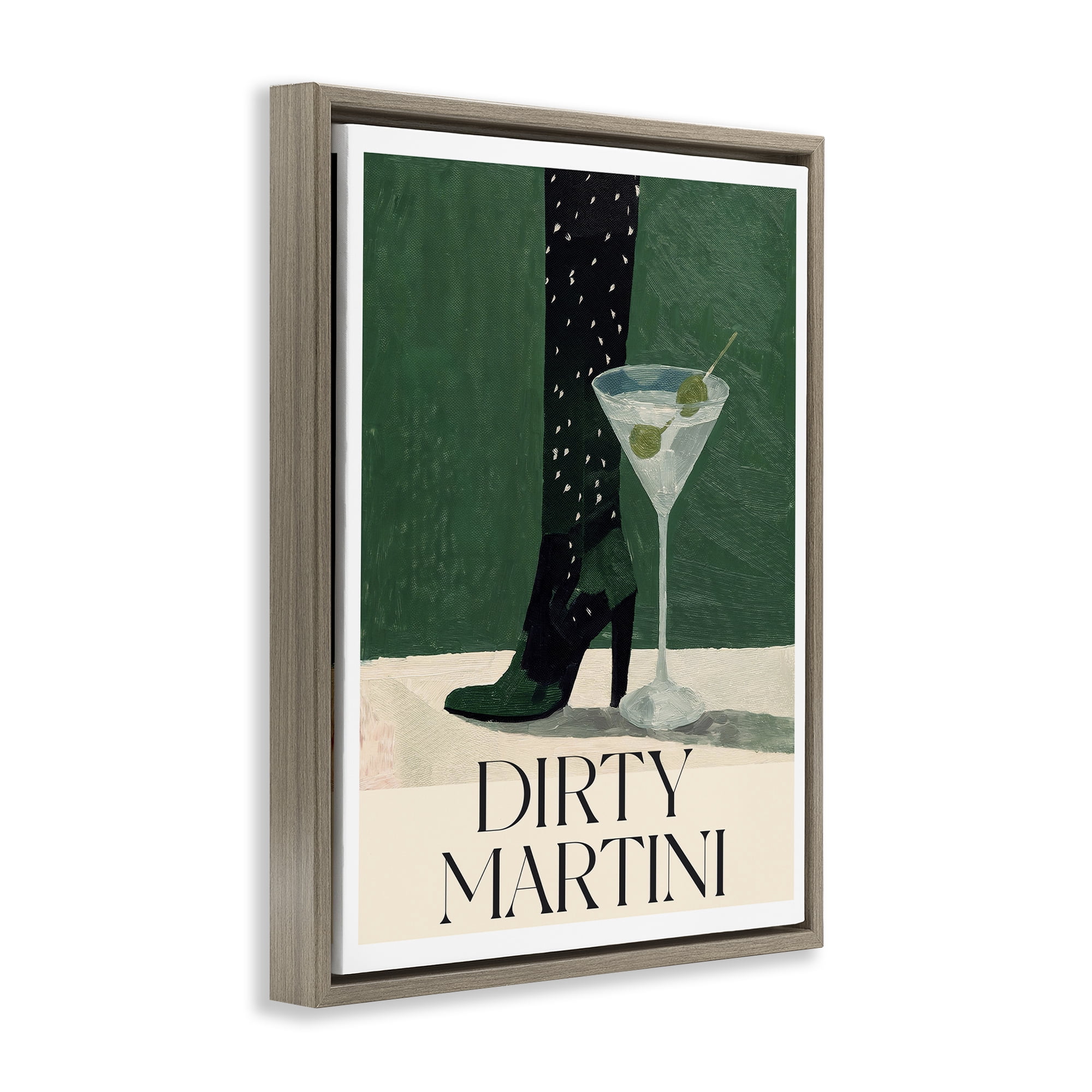 Stupell Industries Dirty Martini Stylish Heel Brown Framed Floater Canvas Wall Art, design by Lettered and Lined