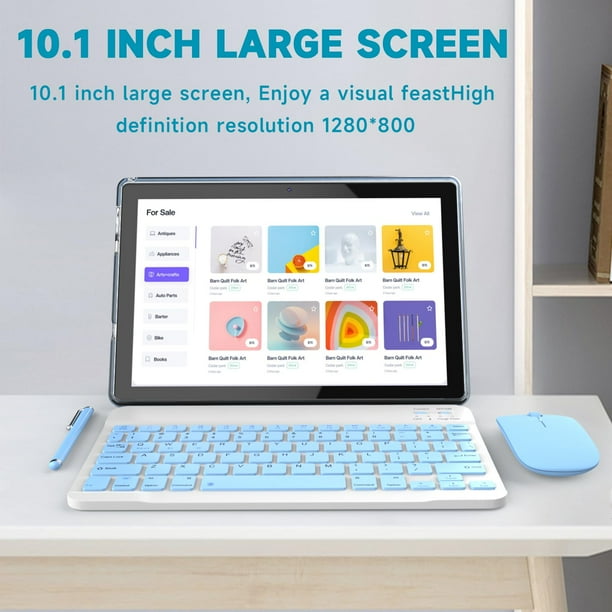Android 14 Tablet, 10 inch 2 in 1 Tablets with Keyboard/ Case