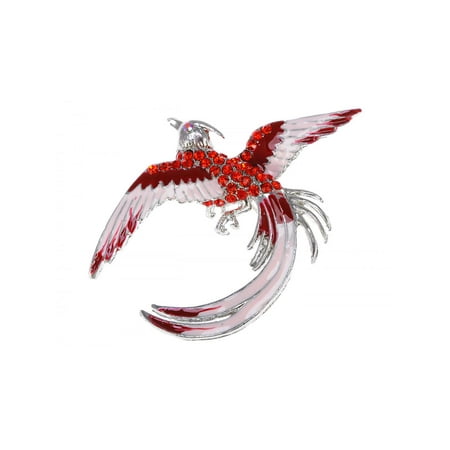 US Fuchsia Stylish Rhinestone Phoenix Rebirth Life Bird Costume Pin Brooch