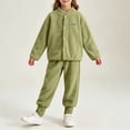 thumbnail image 5 of Acaics Girls' 2 Piece Fleece Tracksuit Set: Stand Collar Button Up Long Sleeve Jogger Outfit, Warm Loungewear for Girls Ages 1–10, 5 of 8