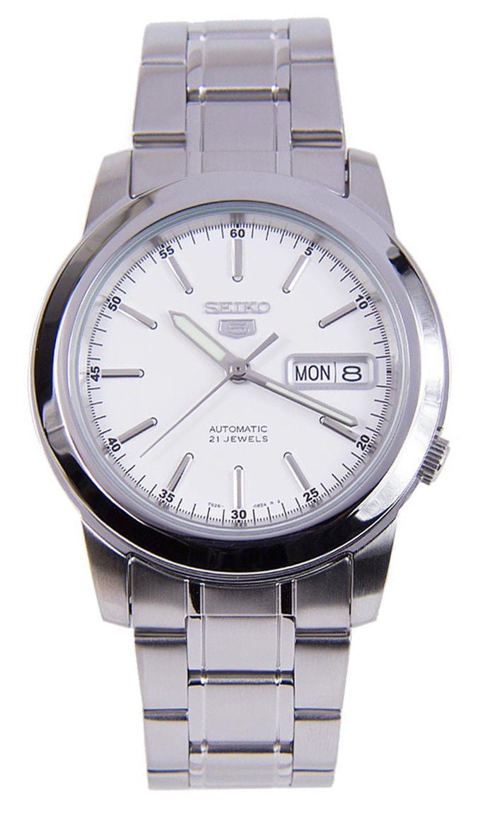 Seiko 5 SNKE49 Men's Stainless Steel White Dial Day Date Automatic Watch -  Walmart.com