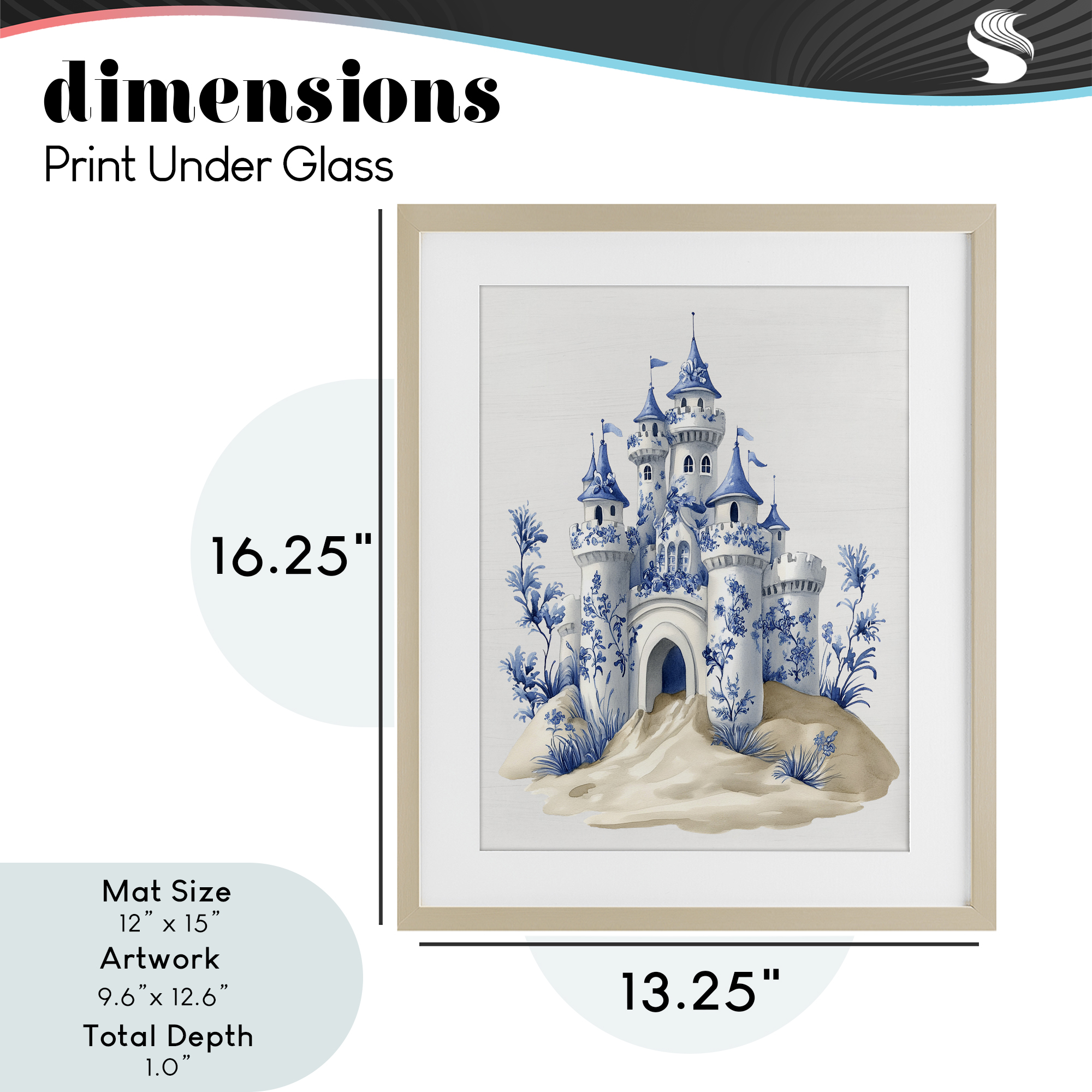 Funky Toile Castle Birch Framed Print Under Glass, design by Lettered and Lined