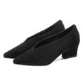 thumbnail image 2 of YDN Women Comfy Pointed Closed Toe V Cut Pumps Slip On Chunky Low Heels Formal Wear Outfit Work Shoes Size 10 Black, 2 of 4