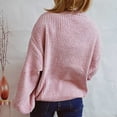 thumbnail image 2 of Juslio Women Sweaters Pullovers Sweaters Solid Crew Neck Knit Fashion Pink, 2 of 7