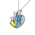 thumbnail image 2 of Galaxy Gold 14K Solid White Gold 24" Modern Heart Necklace with 5.26 CTW Natural Blue Topaz, Peridot, and Diamonds, 14"-24" Sizes, Symbol of Calm and Renewal, 2 of 3