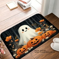 SPXUBZ Halloween Ghost Pumpkin Non Slip Flannel Floor Mat for Bathroom Kitchen Bedroom Decor 16x24 inch