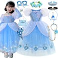 thumbnail image 2 of Vestido de princesa de Cenicienta para niña, vestidos de baile de Halloween, disfraz de Navidad para bebé, regalo de fiesta de cumpleaños, 2-10T, lentejuelas de calabaza Fivean unisex, 2 of 2