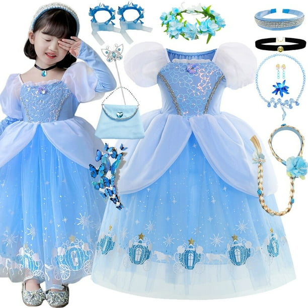 Vestido de princesa de Cenicienta para nina vestidos de baile de Halloween disfraz de Navidad para bebe regalo de fiesta de cumpleanos 2 10T lentejuelas de calabaza Fivean unisex Walmart en linea