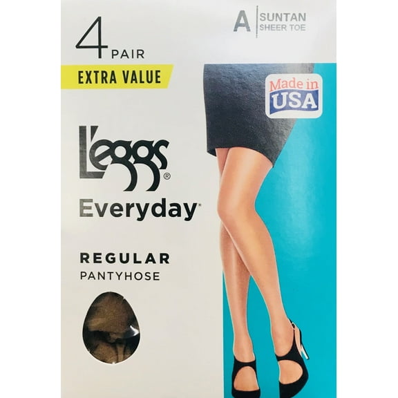 L'eggs Women's Everyday Reinforced Panty Sheer Toe Nylon Pantyhose, 4 Pair