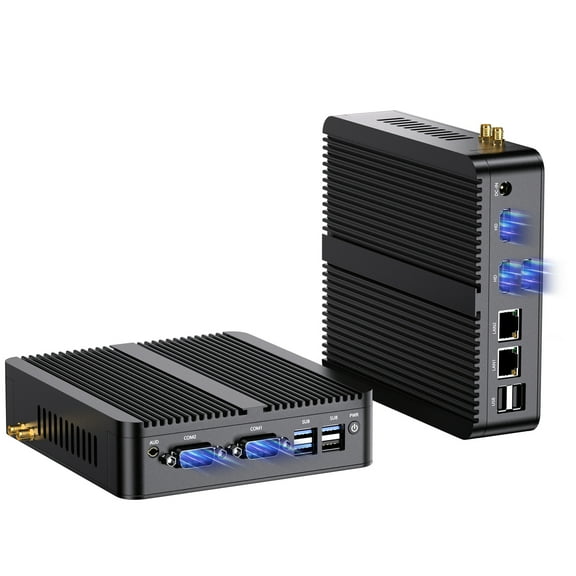 Industrial Mini PC, Kinupute Fanless Desktop Computer 12th Alder Lake-N100, up to 3.4GHz, 16G DDR4, 256G NVME SSD, Windows 11 Pro, COM RS232, Dual LAN, 4K@60Hz 2xHDMI/DP, WiFi6, BT5.2, VESA, WOL