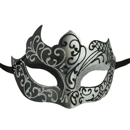 Black Silver Unique Venetian Masquerade Mardi Gras Mask - Walmart.com