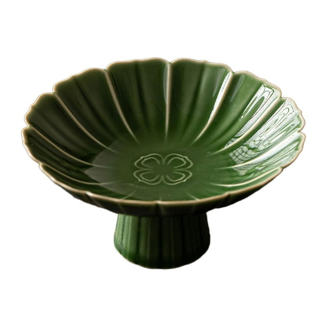 veasfak Ceramic Footed Bowl Countertop Decorative for Home Decor Room Green