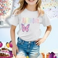 thumbnail image 2 of LUOGENLI T-Shirt pour Filles Fille d'Anniversaire T-Shirt à Manches Courtes T-Shirt d'Été à Col Rond Coupe Décontractée T-Shirts Basiques Hauts Maxi Ensembles Tenues 2 Pcs pour Filles Floral Blanc 8-9 Ans, 2 of 4