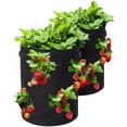 thumbnail image 4 of (30X35CM (6 puertos) 26L/7 galones, mediano negro) Bolsa para plantar en jardín Bolsa para verduras de un galón, contenedor para plantar fresas de fieltro transpirable, bolsa para plantas negra, 4 of 5