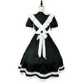 thumbnail image 4 of Elainilye Fashion Womens Maid Uniform Suit Traditional Maid Lace Bow French Maid Short Sleeved Round Neck Dress,White, 4 of 4