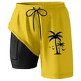 thumbnail image 3 of Men's Shorts Swim Trunks Compresssion Liner Inseam Board Shorts Bathing Suit With Pockets Sweat Shorts Men Yellow XXXL, 3 of 4
