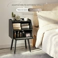 thumbnail image 4 of Mid Century Modern Nightstand Side Table End Table Bedside Table 2-Layer Storage Shelves with Acrylic Door for Bedroom Living Room Black, 4 of 12