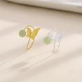 thumbnail image 4 of Layered Green Jade Hammered Butterfly Rings for Women Silver Gold-Toned Adjustable Round Stone Animals Twisted Stacking Statement Open Band Finger Ring Comfirm Fit Vintage Lucky Wedding Party Jewelry, 4 of 6
