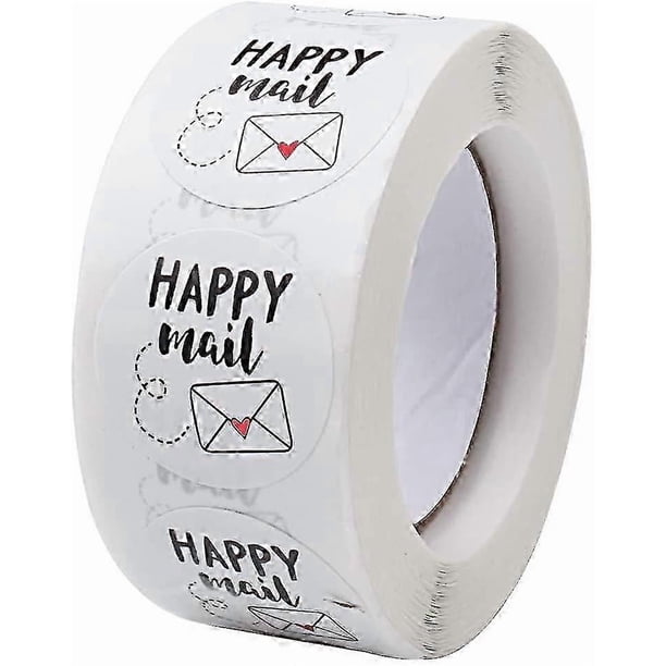 1 Rolls Happy Mail Sticker, 500pcs Thank You Stickers Decorative Labels Party