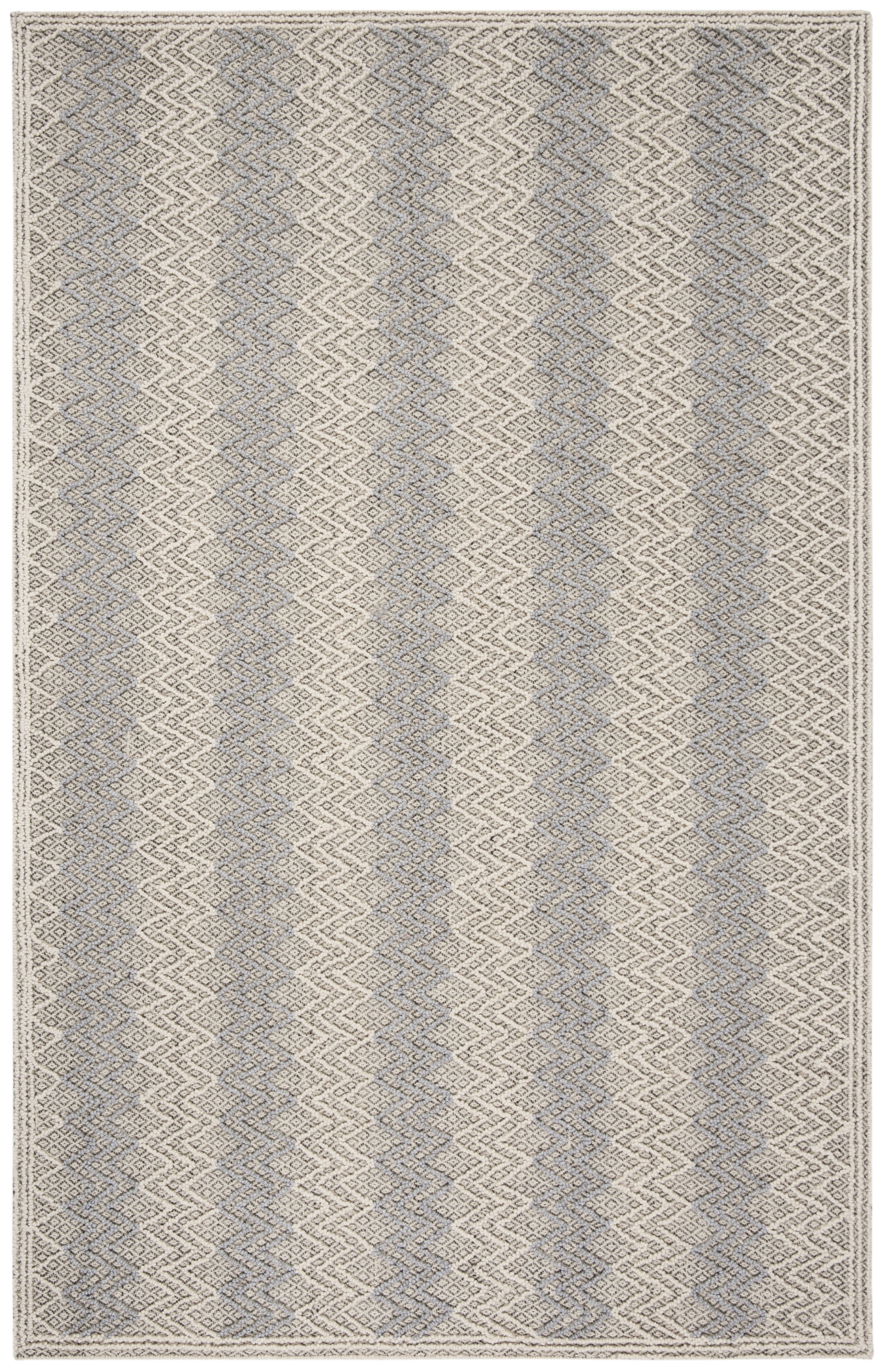 SAFAVIEH Trace Hermite Geometric Chevron Wool Area Rug, Blue/Black, 8' x 10'