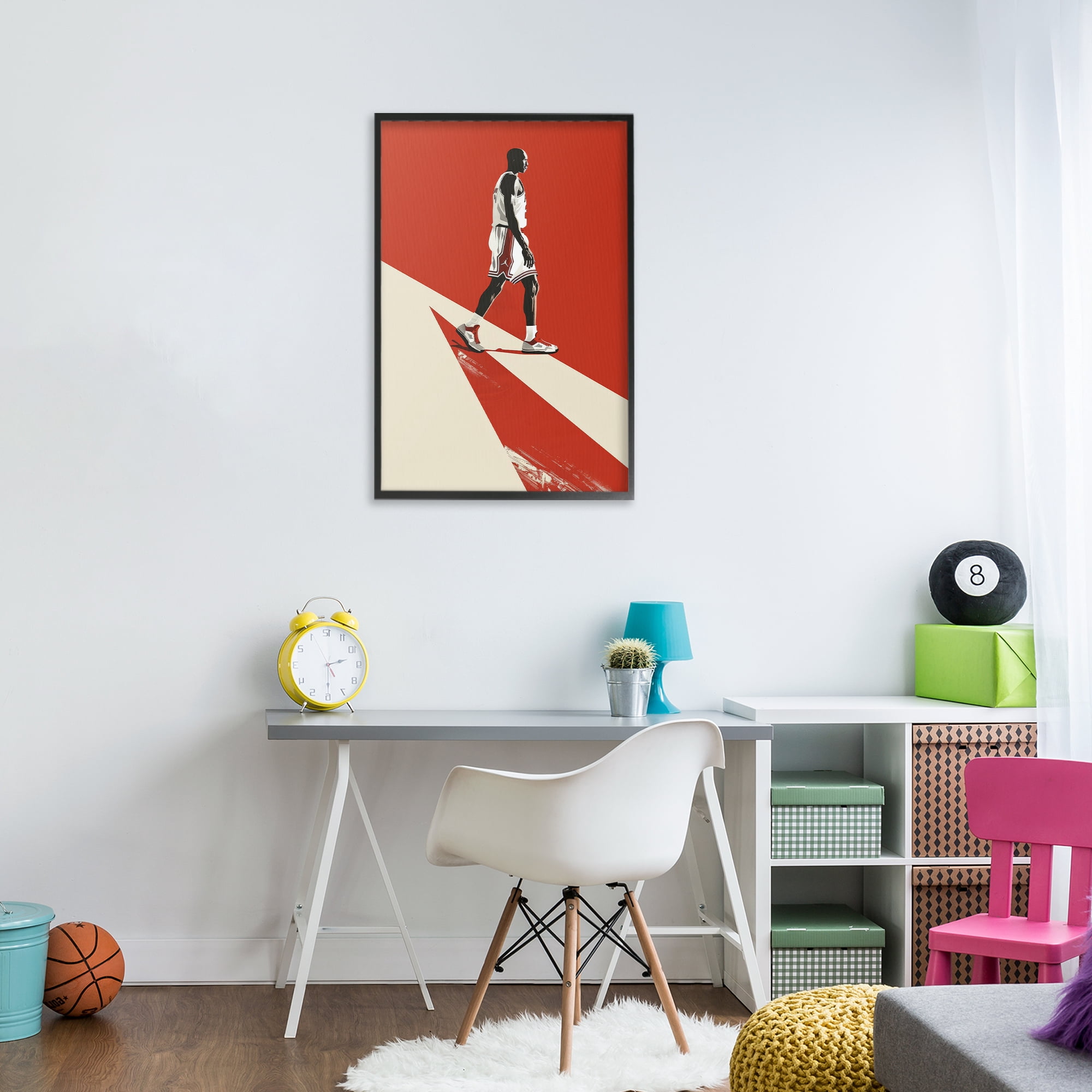 Stupell Industries Retro Basketball Legend Black Framed Giclee Art, design by Ray Powers
