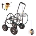 thumbnail image 3 of GDF Studio 4-Wheel Portable Garden Hose Reel Cart with Storage Basket, Rust Resistant Water Hose Holder, Dark Gray, 3 of 18