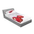 thumbnail image 2 of Ambesonne Christmas Fitted Sheet & Pillow Sham Set, Baubles on Snowflake, Twin, Red White, 2 of 2