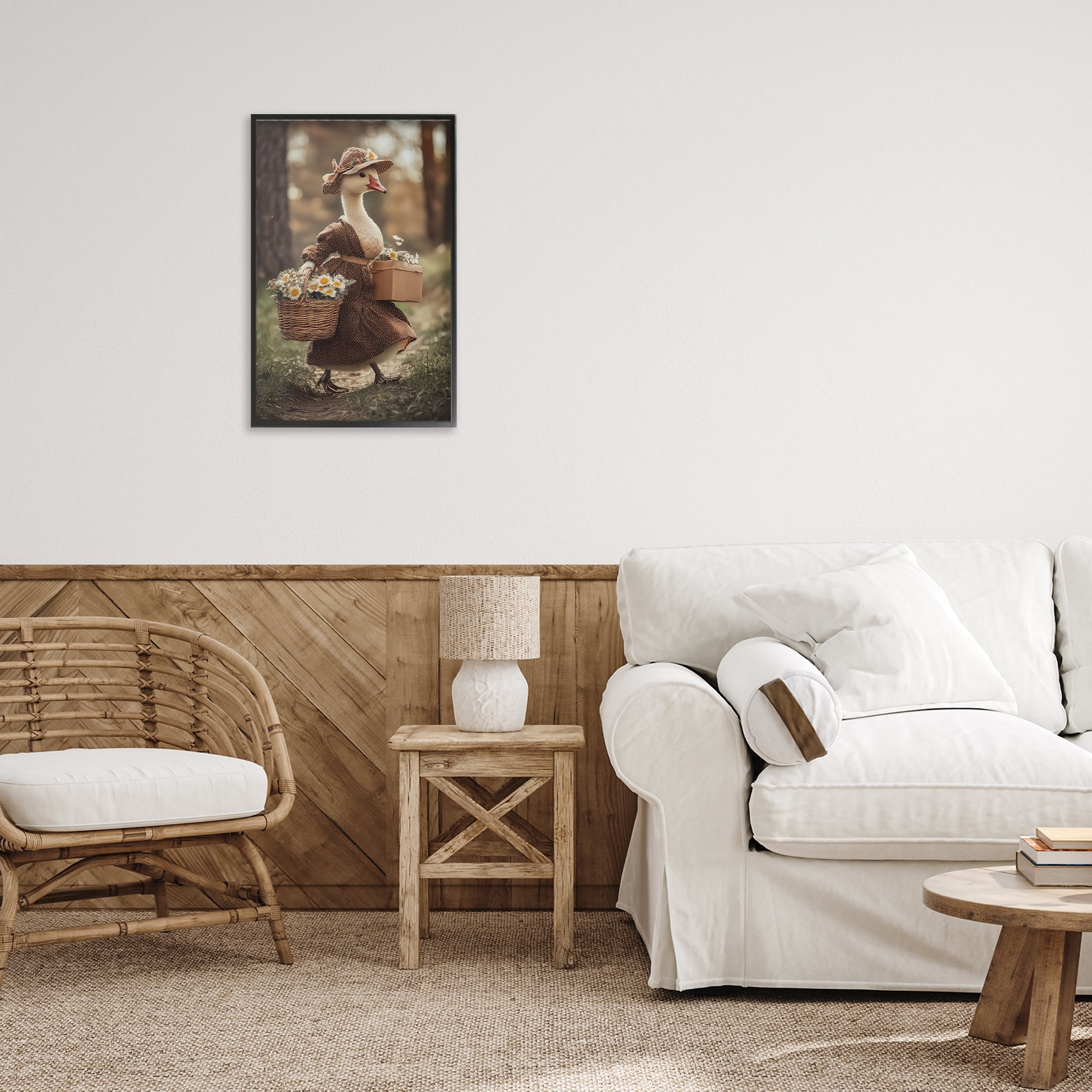 Stupell Industries Mother Goose with Flowers Black Framed Giclee Art, design by The Wands Want
