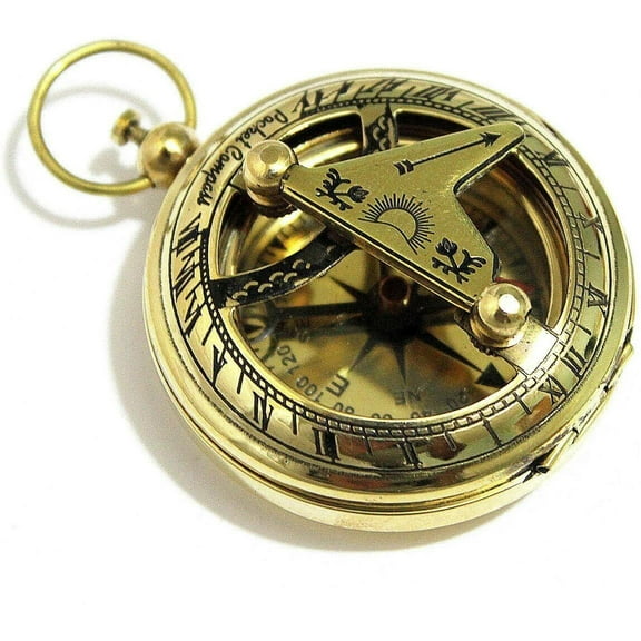 Antique Nautical Directional Magnetic Sundial Brass Compass, Best Gift For Him