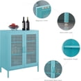 thumbnail image 5 of Storage Cabinet Kitchen Buffet Pantry 40“ Stylish Metal Pantry Cabinet with 2 Mesh Doors, Metal Locker Style Storage Accent Cabinet, Suitable for Office, Dining Room, Living Room, Blue, 5 of 7
