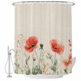 thumbnail image 2 of Elegant Poppy Waterproof Fabric Shower Curtain,Spring Florals Pastoral Watercolor Rustic Waterproof Fabric Shower Curtain for Bathroom Curtains Bathtubs Shower Curtains with 12 Hooks Stall 48x72in, 2 of 8