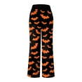 thumbnail image 6 of TTUHYWXI Halloween Pajama Pants Women Stretch Wide Leg Pj Pants High Waisted Cute Pumpkin Skull Ghost Print Pjs Palazzo Pants (Orange, XXL), 6 of 6
