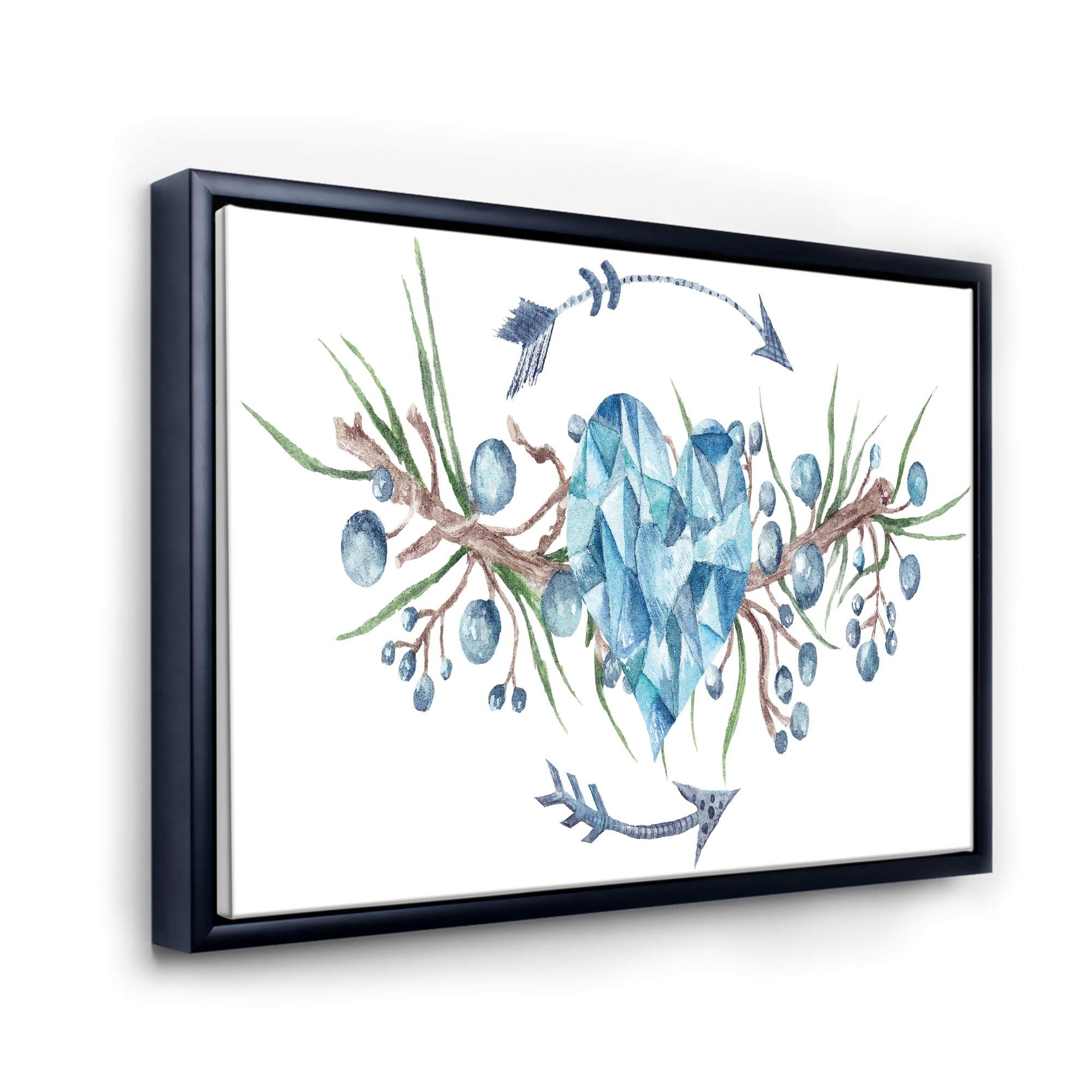 Designart 'Fresh Tribal Vignette Wild Forest Wreath Design On White II' Traditional Framed Canvas Wall Art Print
